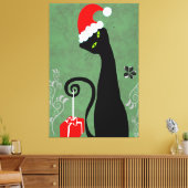 Funny Kerstkat Canvas Afdruk (Insitu (Woonkamer))
