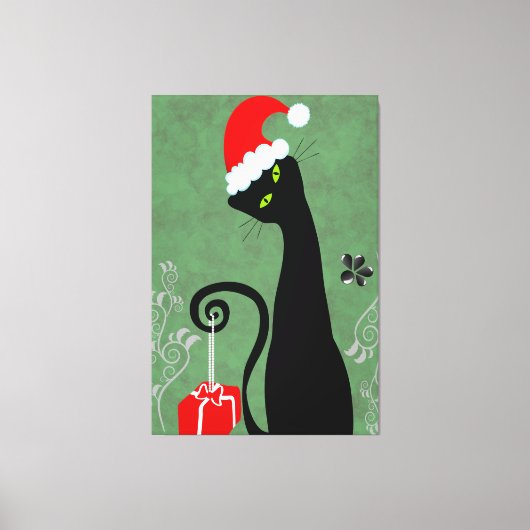 Funny Kerstkat Canvas Afdruk (Voorkant)