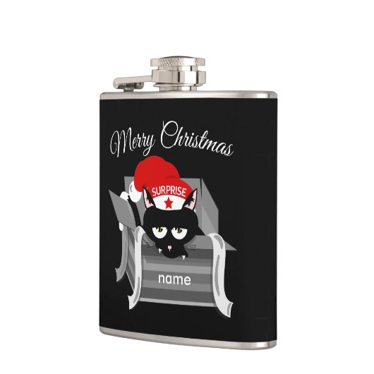 Funny Kerstkat Heupfles (Links)