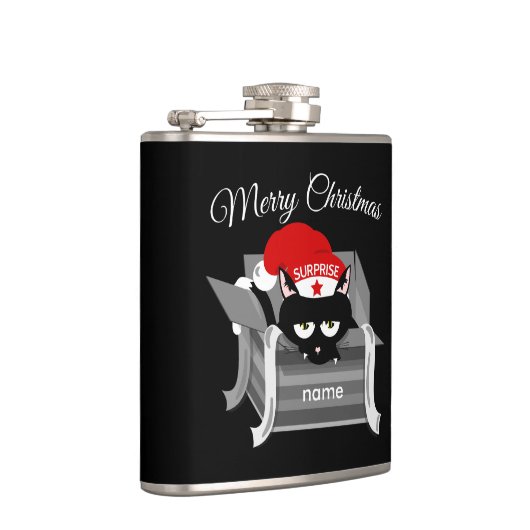 Funny Kerstkat Heupfles (Rechts)