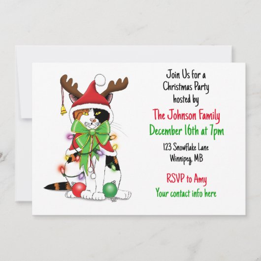 Funny Kerstkat Kaart (Voorkant)