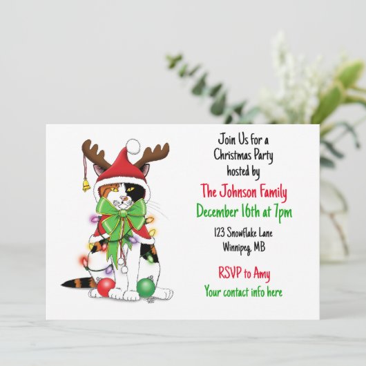 Funny Kerstkat Kaart (Staand voorkant)