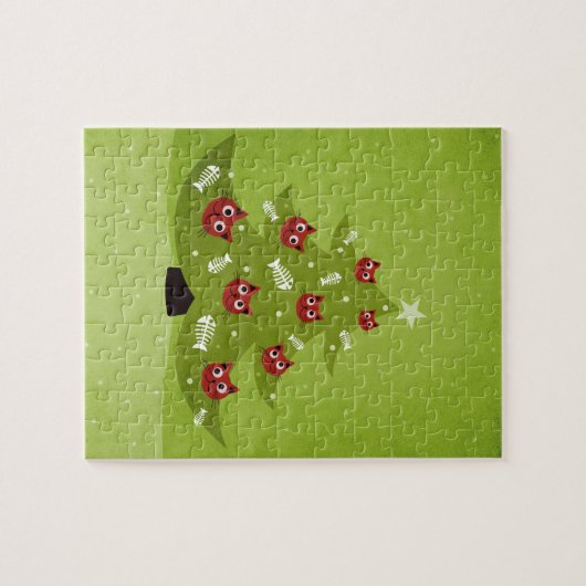 Funny Kerstkat Lover Legpuzzel (Horizontaal)