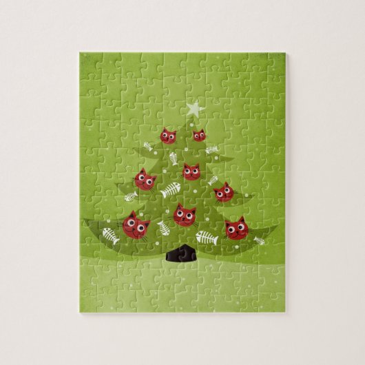 Funny Kerstkat Lover Legpuzzel (Verticaal)