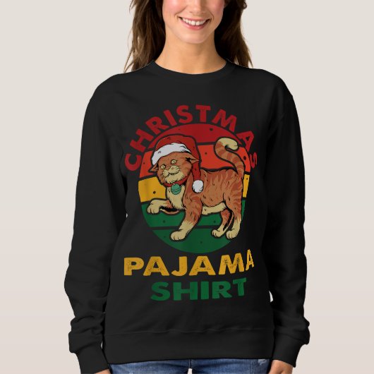Funny Kerstkat Pajama-kerstmis Trui (Voorkant)