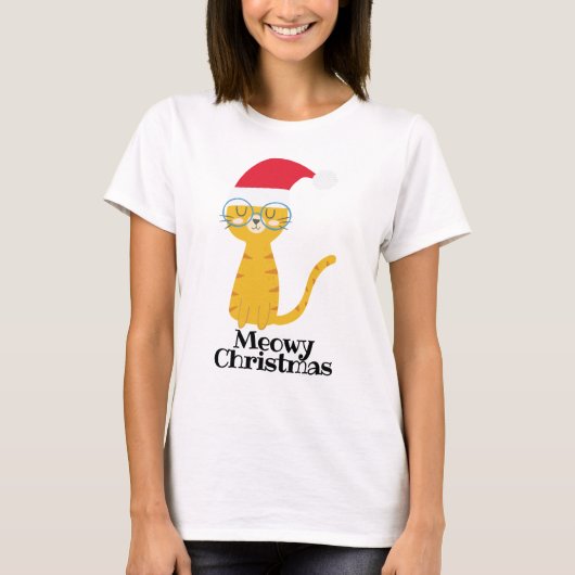 Funny Kerstkat T-shirt (Voorkant)