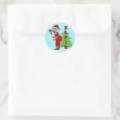 Funny kerstkerstkerstkerstkerstkerstkerstkerstkers ronde sticker (Tas)