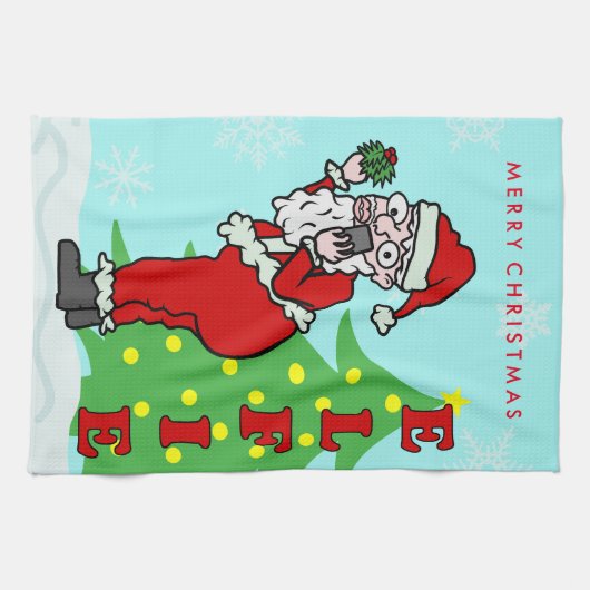 Funny Kerstkerstkerstkerstkerstkerstkerstkerstkers Theedoek (Horizontaal)