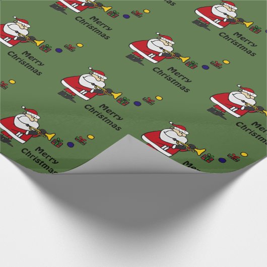 Funny Kerstkerstkerstkerstkerstman die Trumpet spe Cadeaupapier (Hoek)