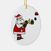Funny Kerstkerstkerstkerstkerstman die Trumpet spe Keramisch Ornament (Rechts)