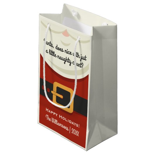 Funny Kerstkerstkerstkerstkerstman Suit Naughty of Klein Cadeauzakje (Voorkant Gekanteld)