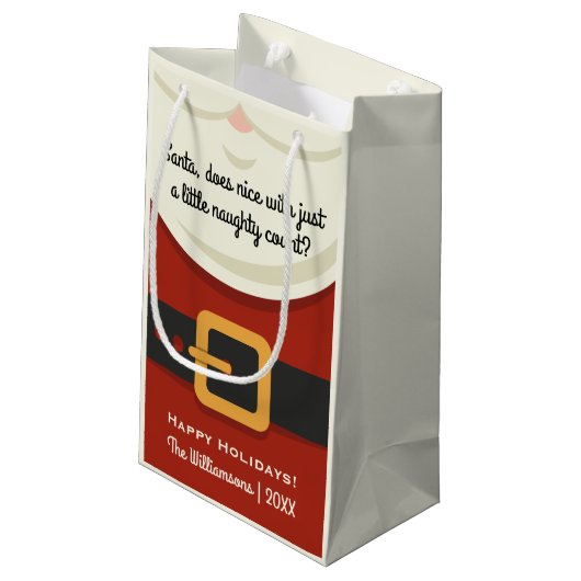 Funny Kerstkerstkerstkerstkerstman Suit Naughty of Klein Cadeauzakje (Achterkant Gekanteld)
