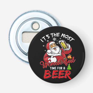 Funny Kerstkerstkerstkerstman Drink Beer Wonderfu Button Flesopener