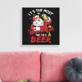 Funny Kerstkerstkerstkerstman Drink Beer Wonderfu Canvas Afdruk (Insitu (Woonkamer))