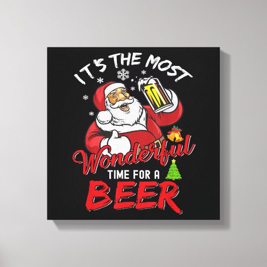 Funny Kerstkerstkerstkerstman Drink Beer Wonderfu Canvas Afdruk (Voorkant)