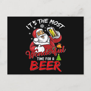 Funny Kerstkerstkerstkerstman Drink Beer Wonderfu Feestdagenkaart