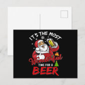 Funny Kerstkerstkerstkerstman Drink Beer Wonderfu Feestdagenkaart (Voorkant / Achterkant)