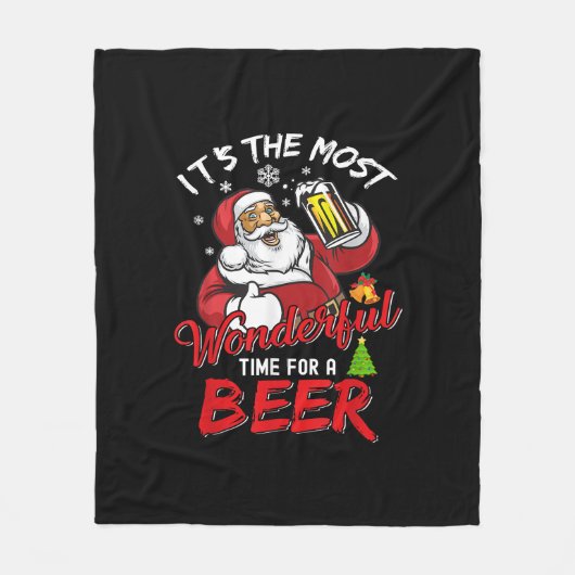 Funny Kerstkerstkerstkerstman Drink Beer Wonderfu Fleece Deken (Voorkant)