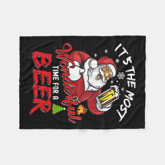 Funny Kerstkerstkerstkerstman Drink Beer Wonderfu Fleece Deken (Voorkant (Horizontaal))