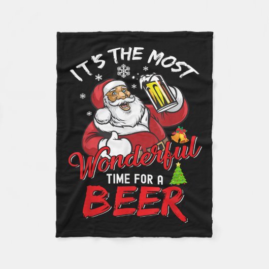 Funny Kerstkerstkerstkerstman Drink Beer Wonderfu Fleece Deken (Voorkant)