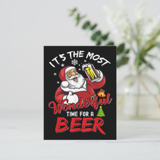 Funny Kerstkerstkerstkerstman Drink Beer Wonderfu Informatiekaartje (Staand voorkant)