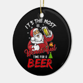Funny Kerstkerstkerstkerstman Drink Beer Wonderfu Keramisch Ornament (Links)