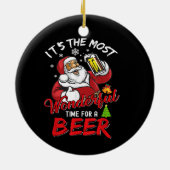 Funny Kerstkerstkerstkerstman Drink Beer Wonderfu Keramisch Ornament (Achterkant)