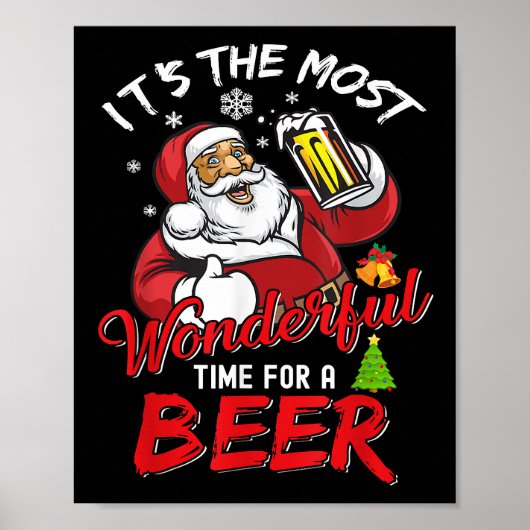 Funny Kerstkerstkerstkerstman Drink Beer Wonderfu Poster (Voorkant)