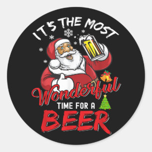 Funny Kerstkerstkerstkerstman Drink Beer Wonderfu Ronde Sticker