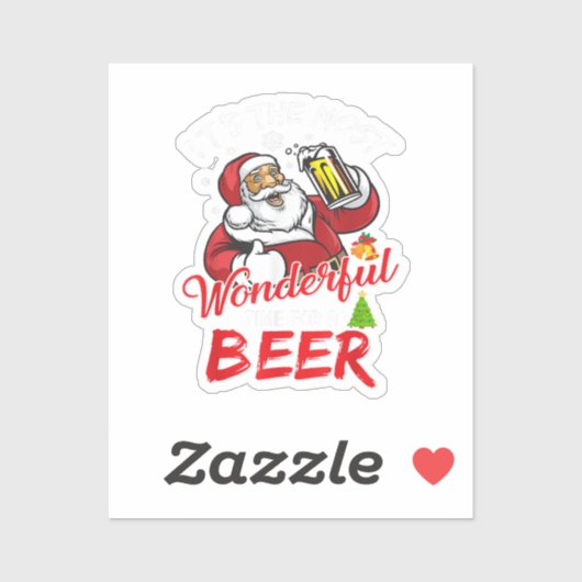 Funny Kerstkerstkerstkerstman Drink Beer Wonderfu Sticker (Vel)