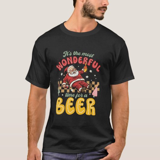 Funny Kerstkerstkerstkerstman Drink Beer Wonderfu T-shirt (Voorkant)