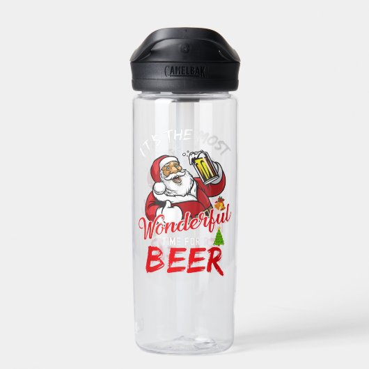 Funny Kerstkerstkerstkerstman Drink Beer Wonderfu Waterfles (Achterkant)