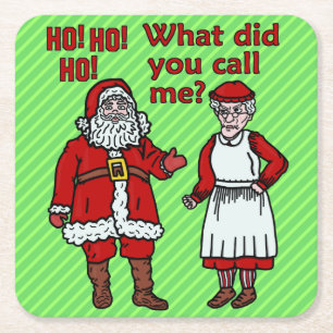 Funny Kerstkerstkerstkerstman en mevrouw Holiday P Kartonnen Onderzetters