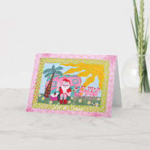 Funny Kerstkerstkerstkerstman Flamingo Trailer Feestdagen Kaart