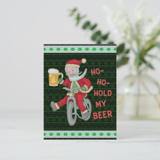 Funny kerstkerstkerstkerstman houdt mijn Humor vas Briefkaart (Staand voorkant)