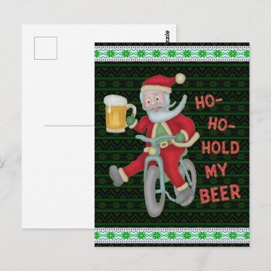 Funny kerstkerstkerstkerstman houdt mijn Humor vas Briefkaart (Voorkant / Achterkant)