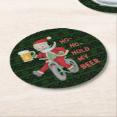 Funny kerstkerstkerstkerstman houdt mijn Humor vas Ronde Kartonnen Onderzetter (Gebogen)