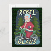 Funny kerstkerstkerstkerstman Humor Motorcycle Reb Feestdagenkaart (Voorkant / Achterkant)