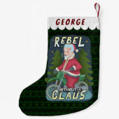 Funny kerstkerstkerstkerstman Humor Motorcycle Reb Kleine Kerstsok (Achterkant)