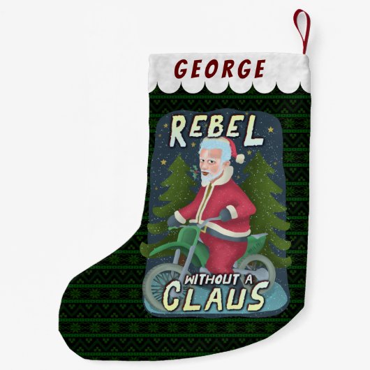 Funny kerstkerstkerstkerstman Humor Motorcycle Reb Kleine Kerstsok (Achterkant)