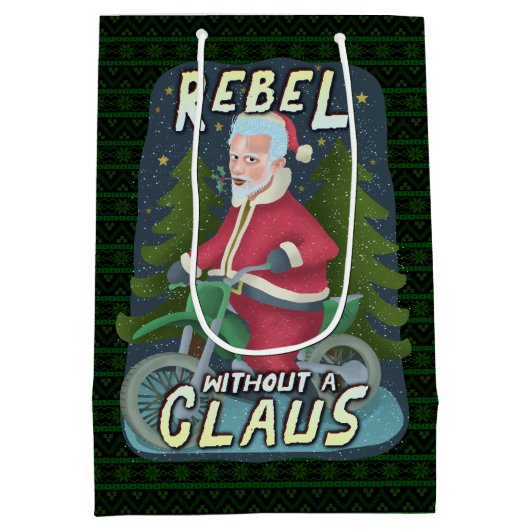 Funny kerstkerstkerstkerstman Humor Motorcycle Reb Medium Cadeauzakje (Achterkant)