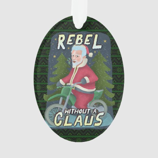 Funny kerstkerstkerstkerstman Humor Motorcycle Reb Ornament (achterkant)