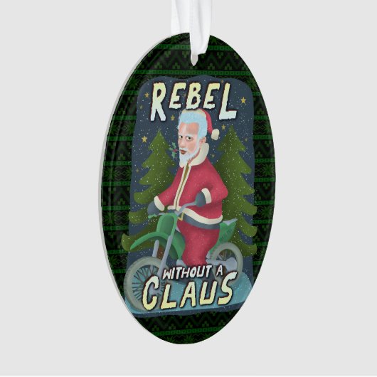 Funny kerstkerstkerstkerstman Humor Motorcycle Reb Ornament (voorkant)