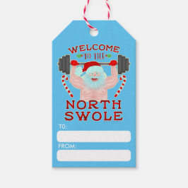 Funny Kerstkerstkerstkerstman met getitreerde muis Cadeaulabel