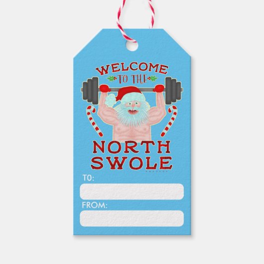 Funny Kerstkerstkerstkerstman met getitreerde muis Cadeaulabel (Voorkant)