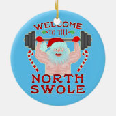 Funny Kerstkerstkerstkerstman met getitreerde muis Keramisch Ornament (Achterkant)