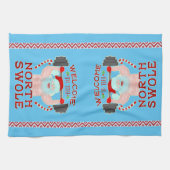 Funny Kerstkerstkerstkerstman met getitreerde muis Theedoek (Horizontaal)