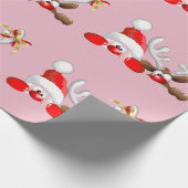 Funny Kerstkerstkerstman en rendierse Cartoon Cadeaupapier (Hoek)