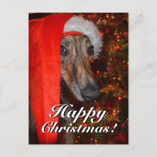 Funny Kerstkerstkerstman Greyhound Lurcher Feestdagenkaart