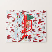 Funny Kerstkerstman die Snowmen volgt Legpuzzel (Horizontaal)
